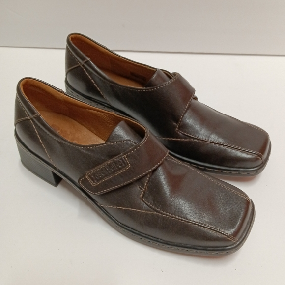 JOSEF SEIBEL Leather Monk Strap w/ Hook & Loop Square Toe Chunky Heel - Picture 1 of 13